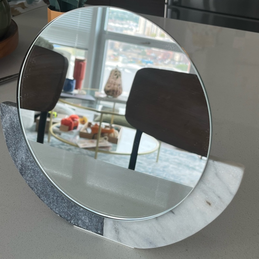 Round Mirror with Marble Base